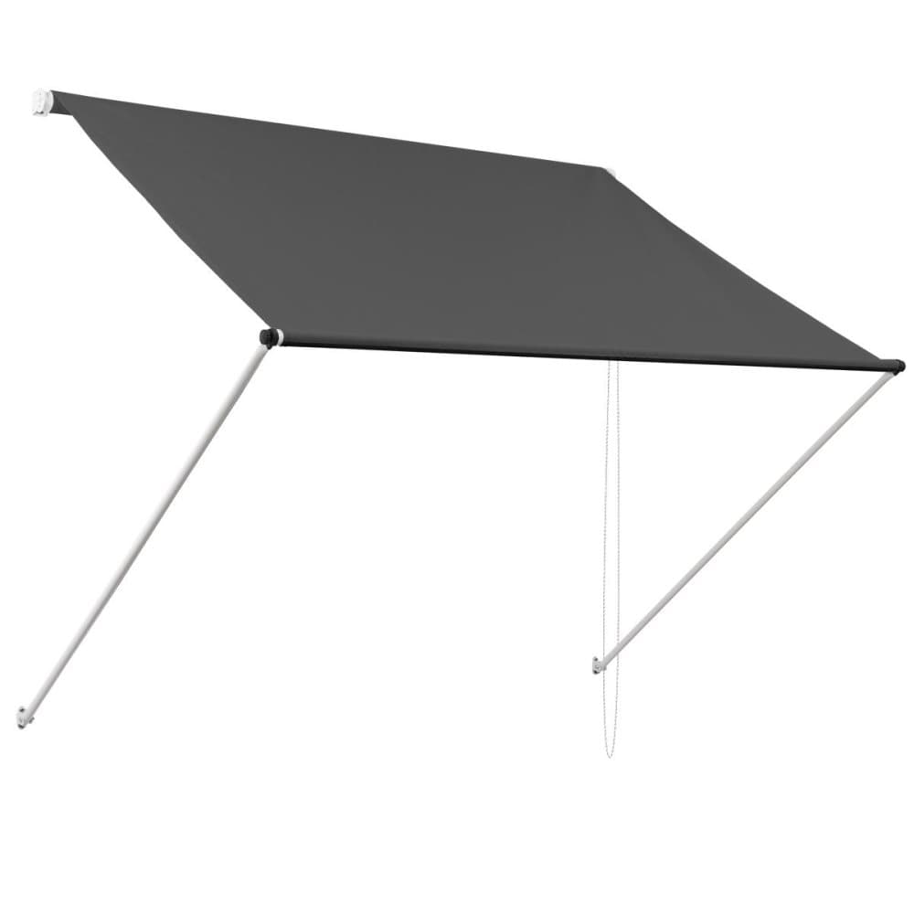ML-Design markis 400 x 120 cm, antracit, 50 + UV-skydd, tillverkat av metall och polyester, kabel, rullgardin, markis kläm Indragbar markis balkong