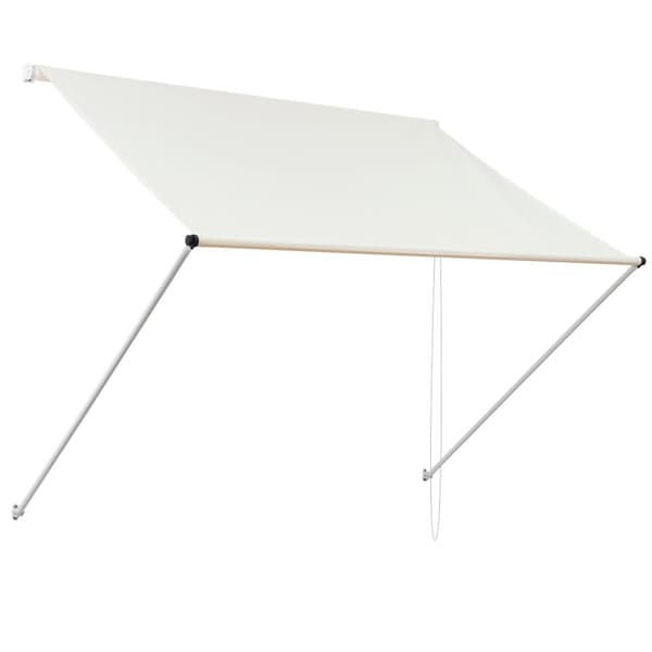 ML-Design markiisi 350 x 120 cm, beige, 50+ UV-suoja, joka on valmistettu metallista ja polyesteristä, kaapeli, ikkunankaihdin, markiisi puristus