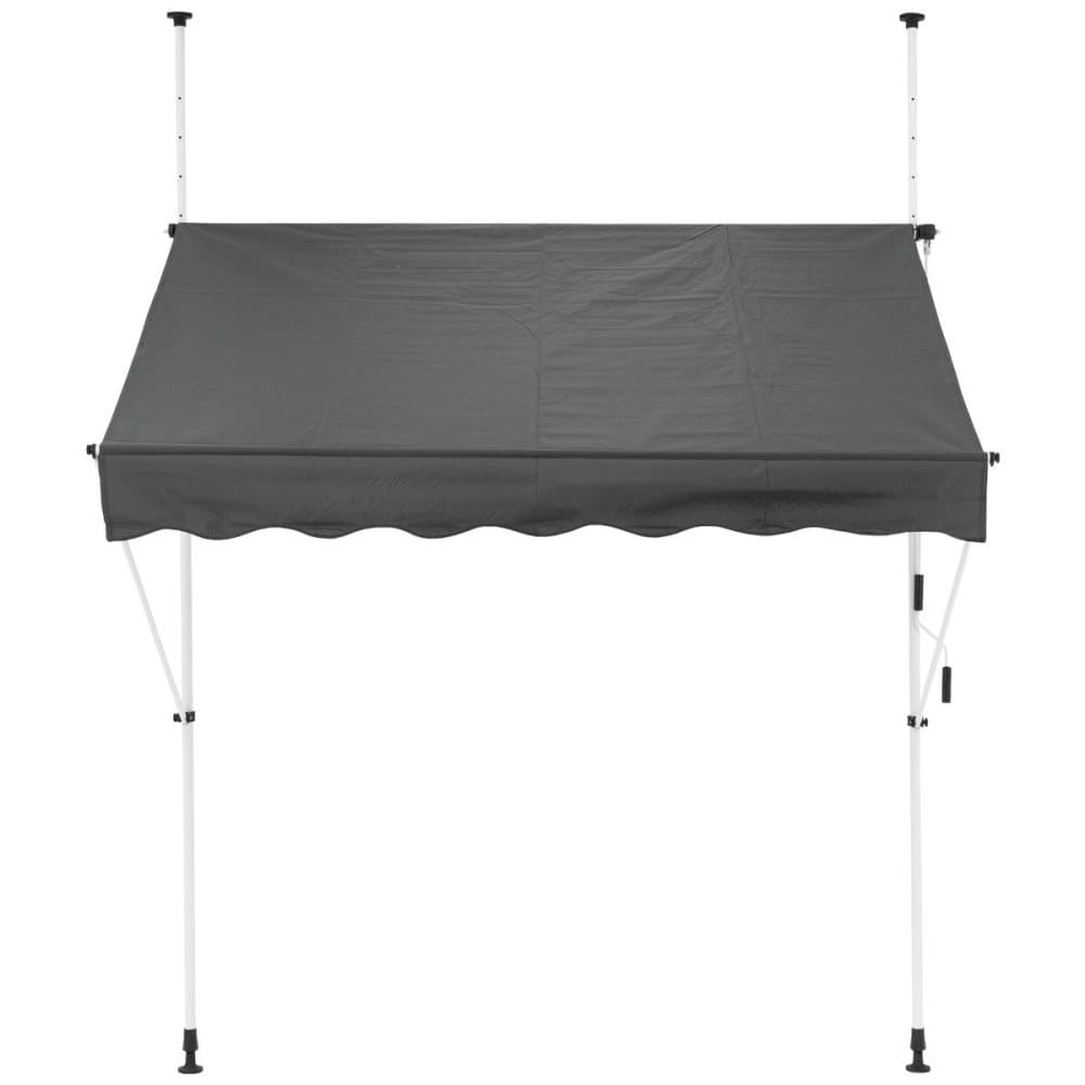 ML-Design klämma markis 150 x 120 cm, grå, inställbar i höjd utan borrning, UV-resistent, Indragbar Manual, gjord av metall