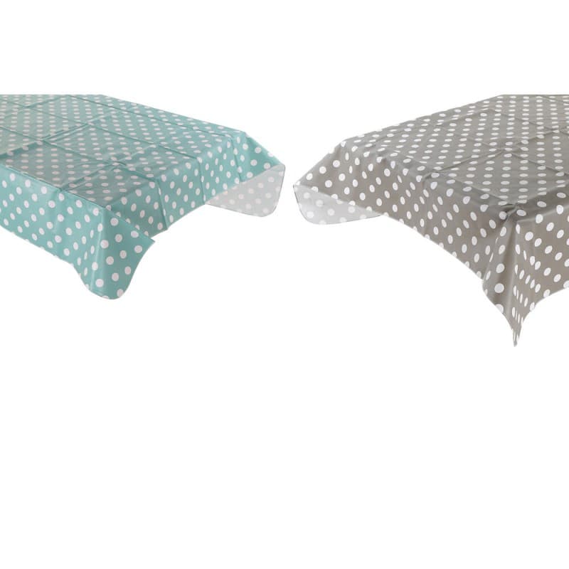 Bordsduk DKD Home Decor Grå Mint Prickig PVC (140 x 140 x 140 cm) (2 pcs)