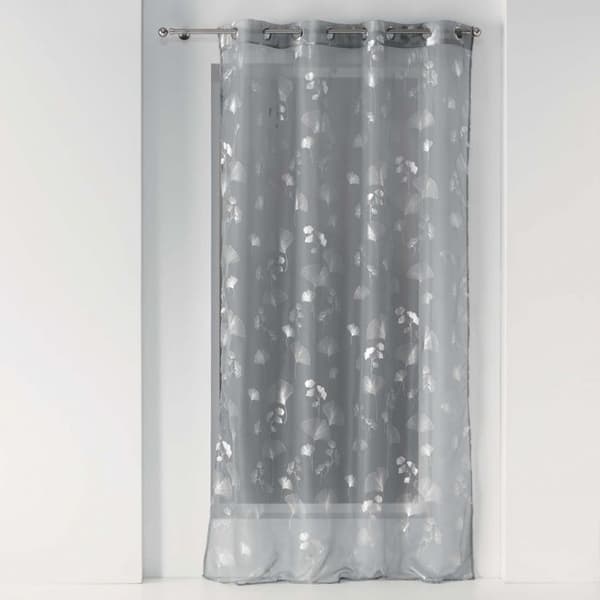 Voilage med ögla 140 x 240 cm voile Bloomy Grå/silver