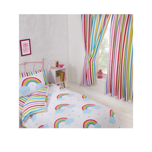 Bedding & Beyond Rainbow Striped Lined Curtains (Pack of 2)