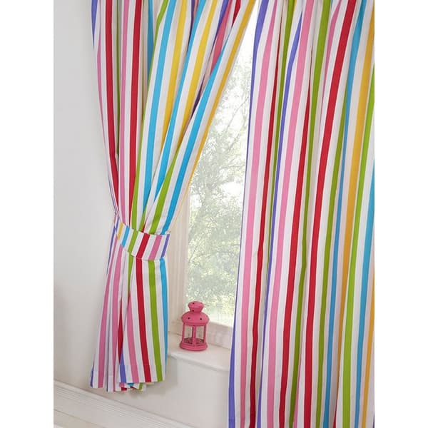 Bedding & Beyond Rainbow Striped Lined Curtains (Pack of 2) Multicoloured 54in x 66in