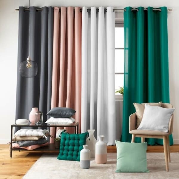 Gardin - DOUCEUR D'INTERIEUR - ESSENTIEL RÖD - 140x280 cm - Vanlig - Öljetter
