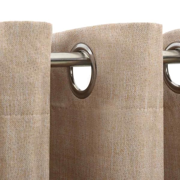 vidaXL Lystette gardiner maljer og lin-design 2 stk beige 140x245 cm