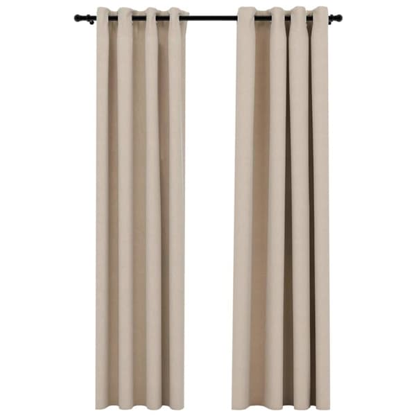 vidaXL Lystette gardiner maljer og lin-design 2 stk beige 140x245 cm