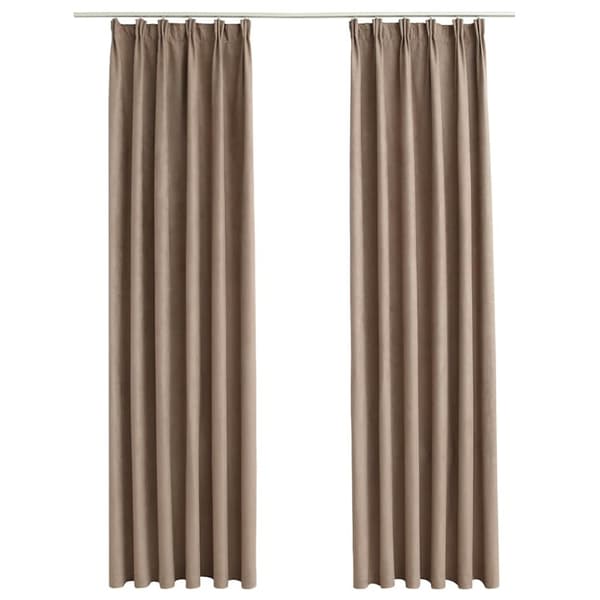 vidaXL Mörkläggningsgardiner med krokar 2 st taupe 140x175 cm