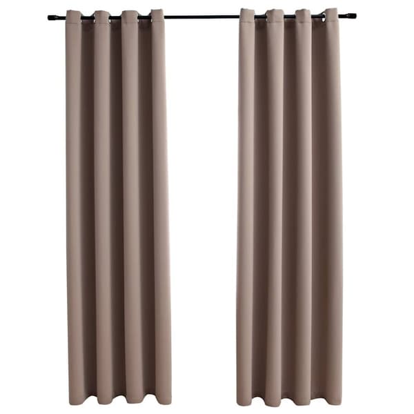 vidaXL Pimennysverhot metallirenkailla 2 kpl ruskeanharmaa 140x175 cm