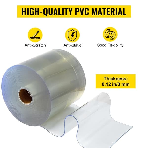 25mX30cmX3mm transparent PVC strip dörrgardin, högkvalitativt material, hög transparens, bra isolering, brett temperaturområde, lätt att skära