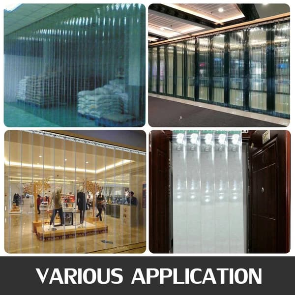 25mX30cmX3mm transparent PVC strip dörrgardin, högkvalitativt material, hög transparens, bra isolering, brett temperaturområde, lätt att skära