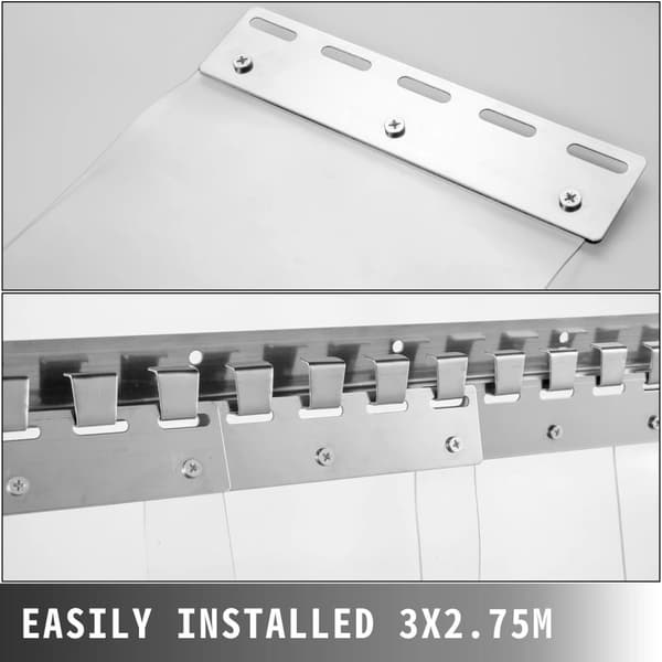 3x2,75m 19 remsor PVC-remsa gardin med fäste, transparent design, bra isolering, brett temperaturområde, lätt att installera