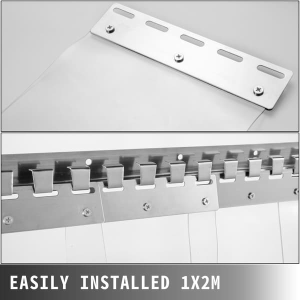 1x2 m 6 remsor PVC-remsa gardin med fäste, transparent design, bra isolering, brett temperaturområde, lätt att installera