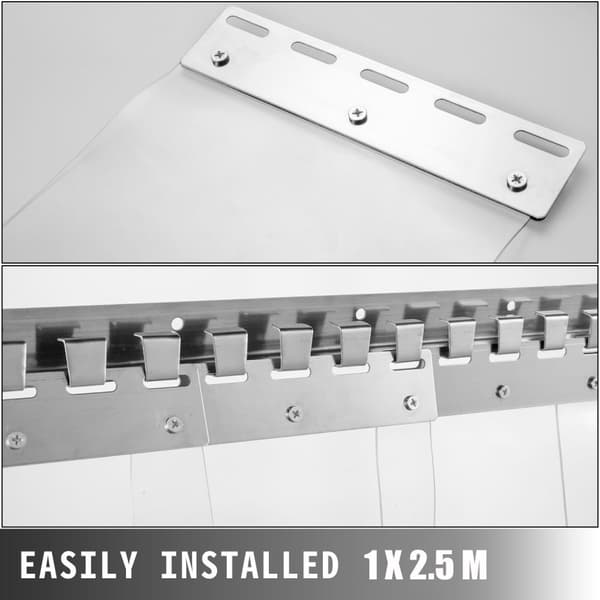 1x2.5 m 6 remsor PVC-remsa gardin med fäste, transparent design, bra isolering, brett temperaturområde, lätt att installera