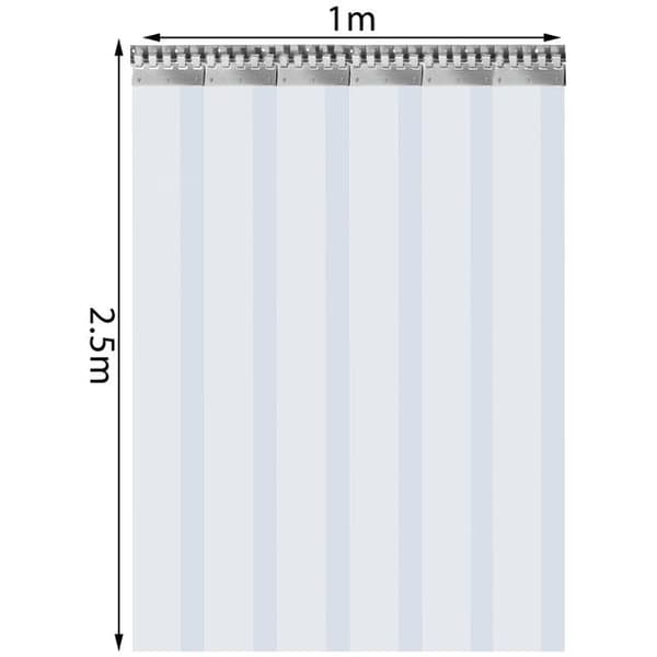 1x2.5 m 6 remsor PVC-remsa gardin med fäste, transparent design, bra isolering, brett temperaturområde, lätt att installera