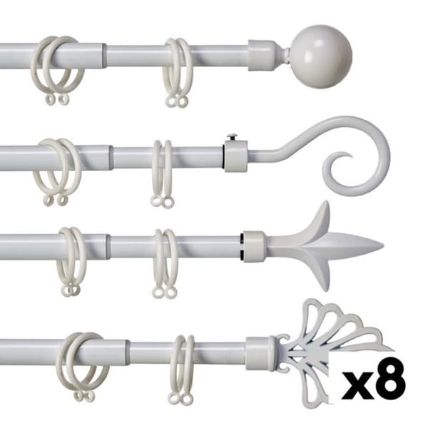 Gardinstång Utdragbar 170 - 320 cm Vit Järn (8 antal)