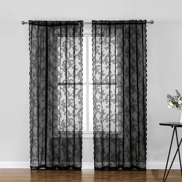INF Sorte blondegardiner 2 stk Sort 100 x 200 cm