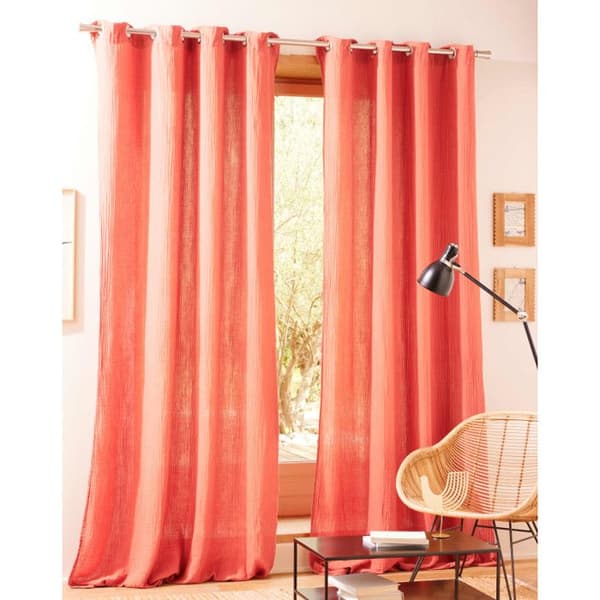 Set med 2 filteröglor gardiner 140 x 260 cm "Cotton Gauze" - Blush bomullsgaze