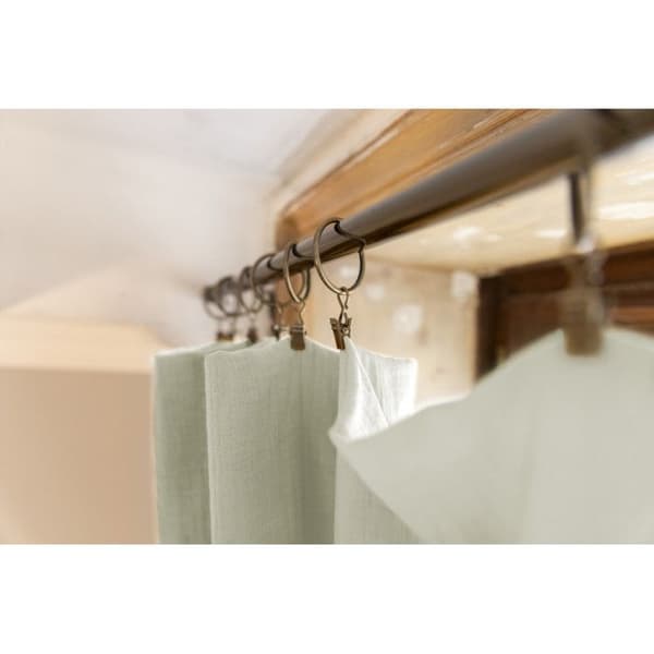 Set med 2 justerbara gardiner + 8 klämringar "Gaîa" 140 x 300 cm "Cotton Gauze" - Gaïa Water Green