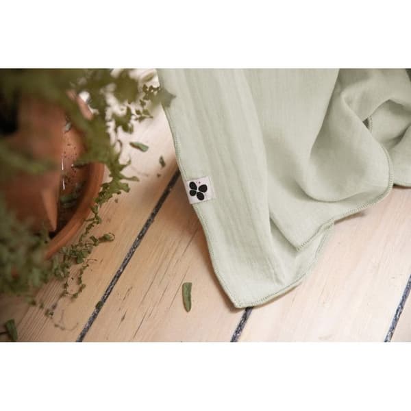 Set med 2 justerbara gardiner + 8 klämringar "Gaîa" 140 x 300 cm "Cotton Gauze" - Gaïa Water Green