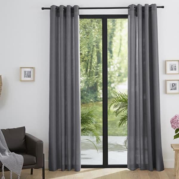 Par Dubbla Eyelet Gardiner "linne effekt" Antracit 140 x 260 cm Moonlight deco