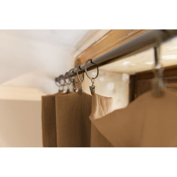 Set med 2 justerbara gardiner + 8 klämringar "Gaîa" 140 x 300 cm "Cotton Gauze" - Gaïa Camel