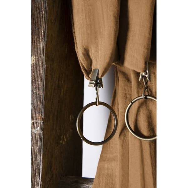 Set med 2 justerbara gardiner + 8 klämringar "Gaîa" 140 x 300 cm "Cotton Gauze" - Gaïa Camel