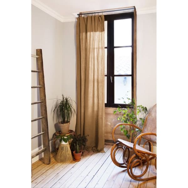 Set med 2 justerbara gardiner + 8 klämringar "Gaîa" 140 x 300 cm "Cotton Gauze" - Gaïa Camel