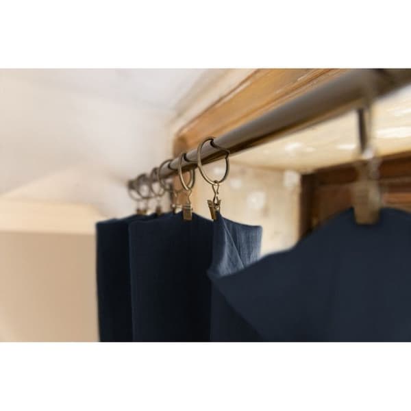Set med 2 justerbara gardiner + 8 klämringar "Gaîa" 140 x 300 cm "Cotton Gauze" - Gaïa Minuit