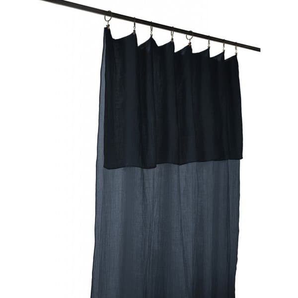 Set med 2 justerbara gardiner + 8 klämringar "Gaîa" 140 x 300 cm "Cotton Gauze" - Gaïa Minuit