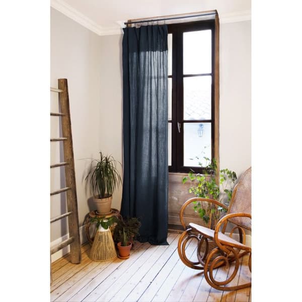 Set med 2 justerbara gardiner + 8 klämringar "Gaîa" 140 x 300 cm "Cotton Gauze" - Gaïa Minuit