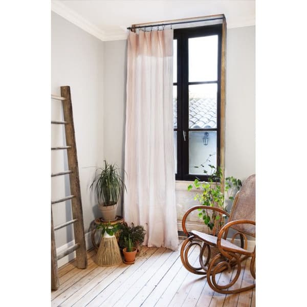 Set med 2 justerbara gardiner + 8 klämringar "Gaîa" 140 x 300 cm "Cotton Gauze" - Gaïa Marshmallow