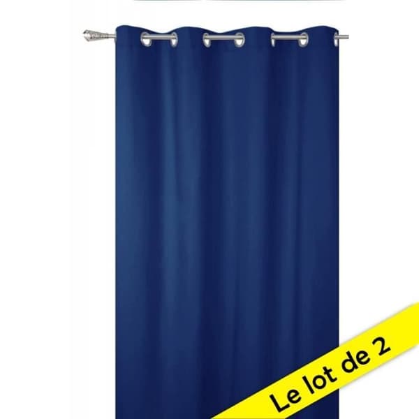 Set med 2 marinblå mörkläggningsgardiner 140 x 260 cm Marinblå