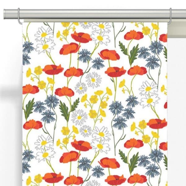 Ängsblommor Panelgardiner 2-pack Vit