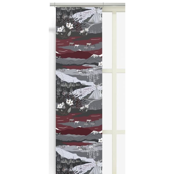 Fjällvandring Panelgardiner Grå/Vinröd 2-pack