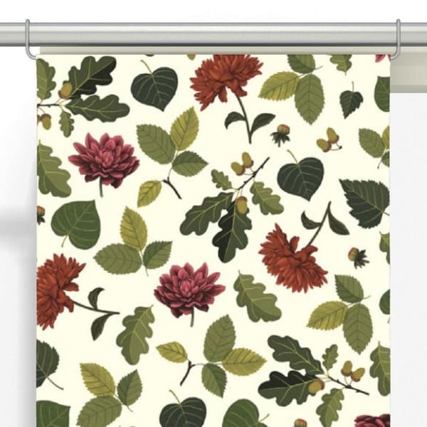 Blommor & Blad Panelgardiner 2-pack Vinröd/Grön