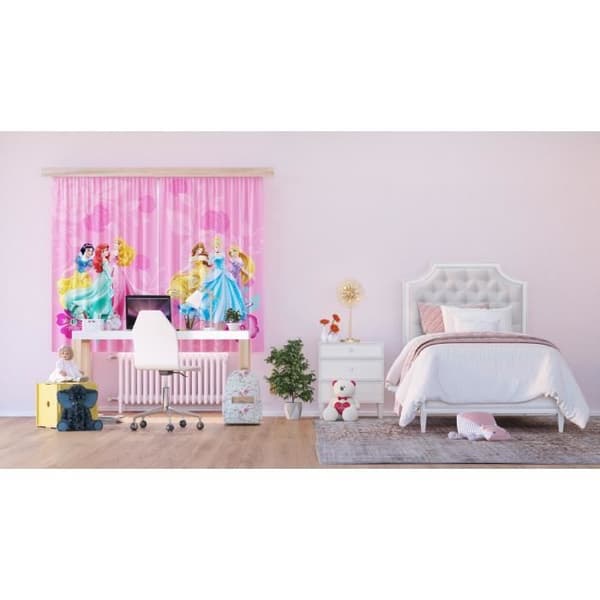 Gardiner - Disney - Prinsessor - 2 st - 90x160 cm - Filtrering - Kan tvättas i maskin