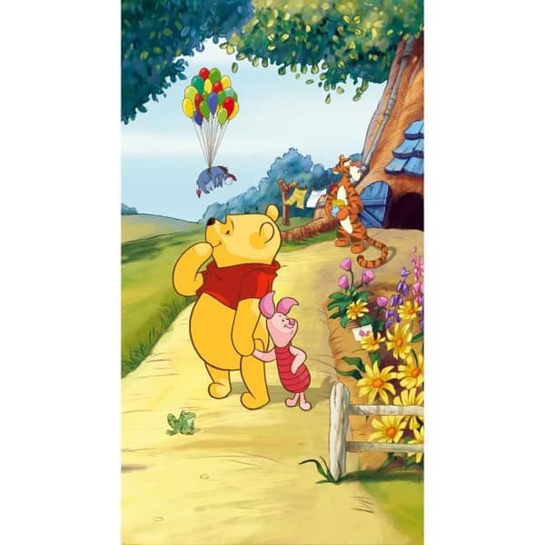 Skir gardin - Disney - Nalle Puh - 140CM x 245CM - Svart - Inomhus