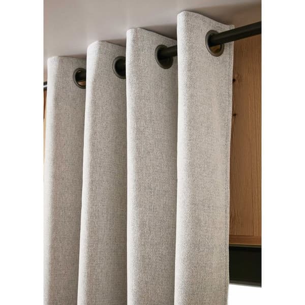 Set med 2 ljudisolerade och termiska mörkläggningsgardiner fodrade med fleece "Bjorn" 100 % ogenomskinlig - Bjorn Pampa - 2 paneler 140 x 180 cm