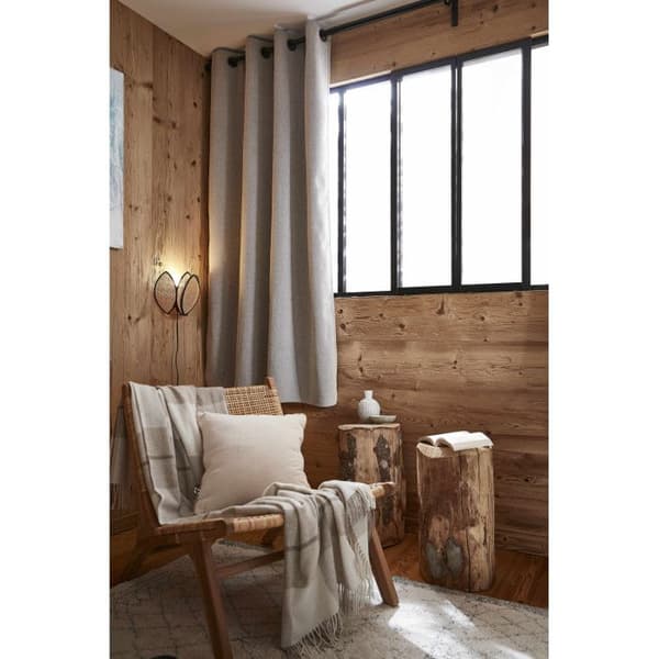 Set med 2 ljudisolerade och termiska mörkläggningsgardiner fodrade med fleece "Bjorn" 100 % ogenomskinlig - Bjorn Pampa - 2 paneler 140 x 180 cm