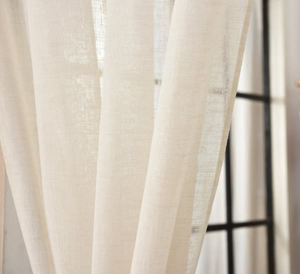 Rootz gennemsigtige gardiner - Draperer - Vinduesbeklædning - Vinduesbeklædning - Sheers - Paneler med hør-look - Rummets accenter - Creme - 140x225 c