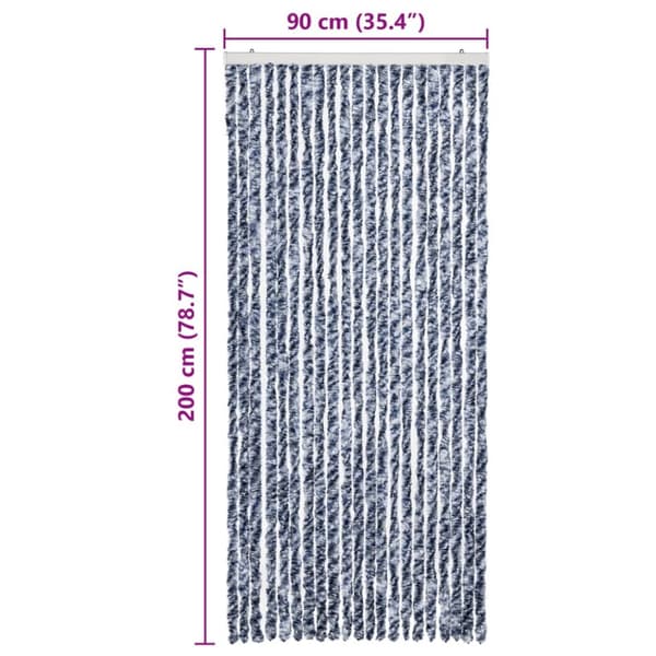 Insektsdraperi blå och vit 90x200 cm chenille