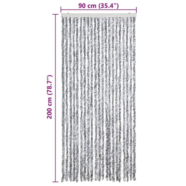 insektgardin 90x200 cm chenille grå og hvid