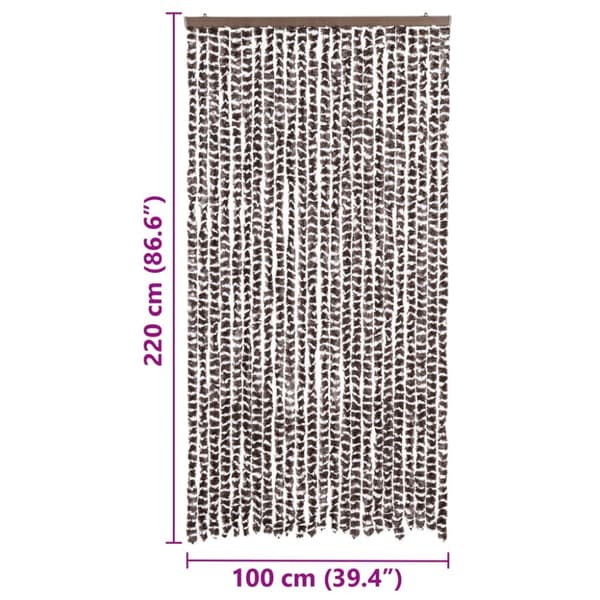 insektgardin 100x220 cm chenille brun og hvid