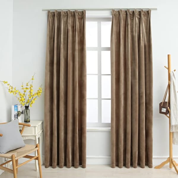 mørklægningsgardiner med kroge 2 stk. 140 x 245 cm fløjl beige
