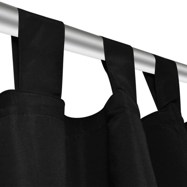 Gardiner i mikro-satin med løkker 2 stk. 140 x 225 cm sort