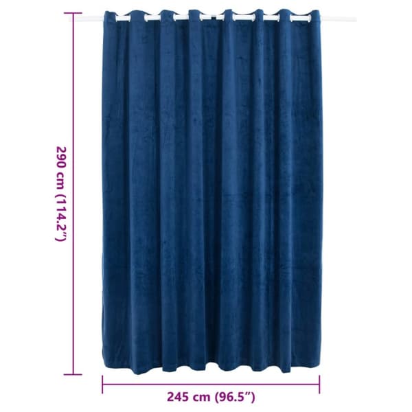 mørklægningsgardin med metalringe 290 x 245 cm mørkeblå