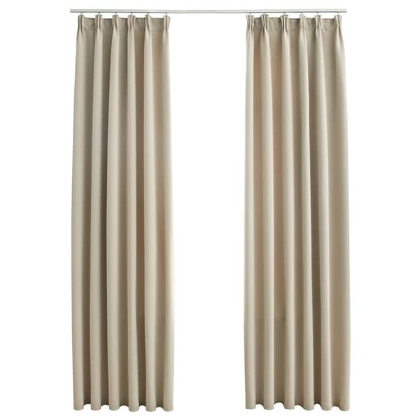 Mörkläggningsgardiner med krokar 2 st beige 140x245 cm