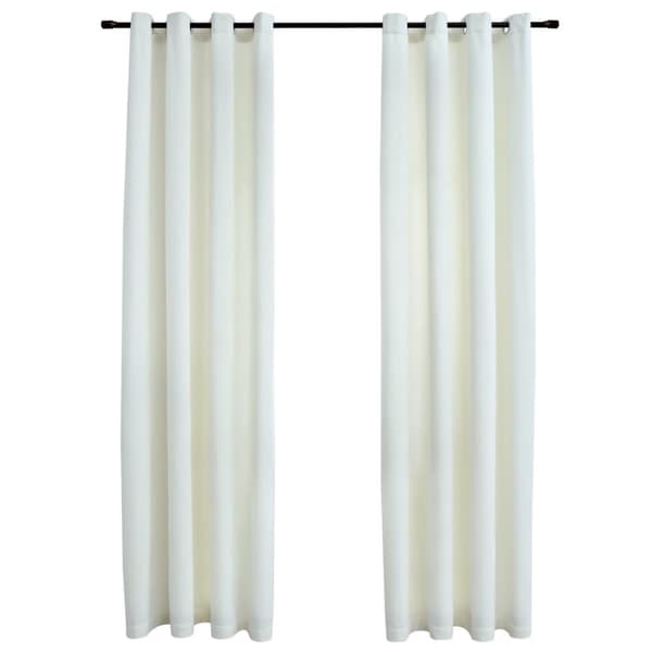 Mörkläggningsgardiner med ringar 2st gräddvit sammet 140x245 cm