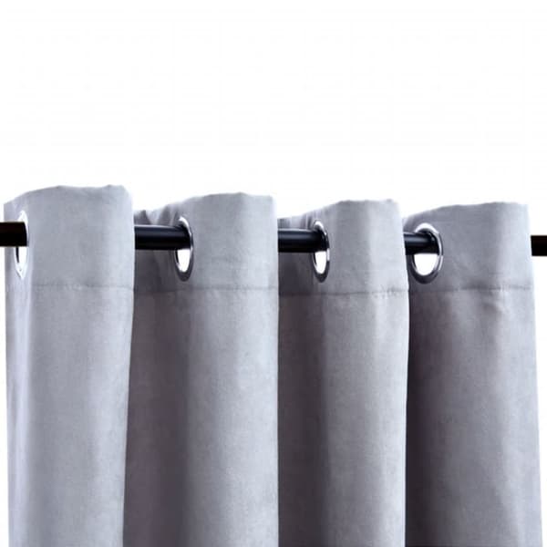 mørklægningsgardiner 2 stk. med metalringe 140 x 245 cm grå