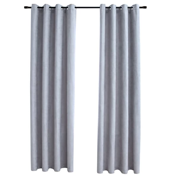 mørklægningsgardiner 2 stk. med metalringe 140 x 245 cm grå